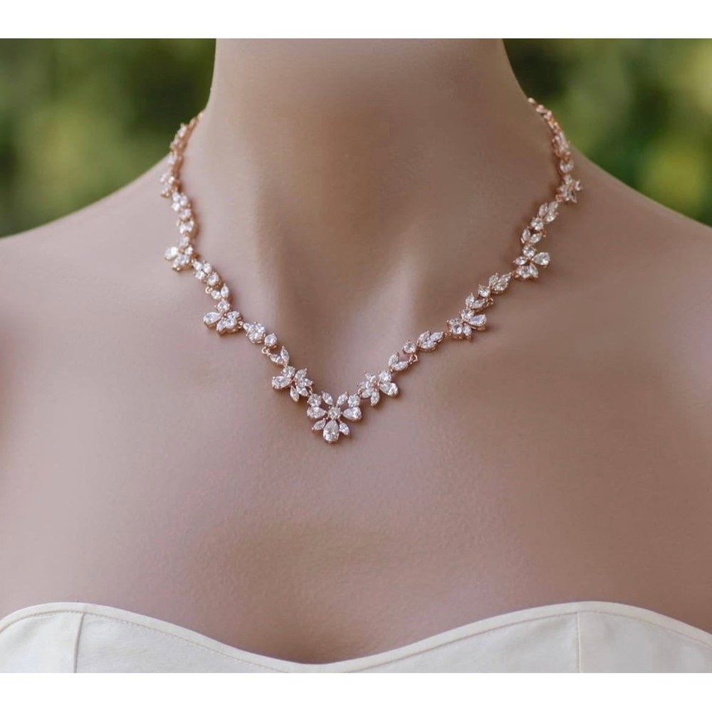 14K Gold Plated Floral Leaf Necklace